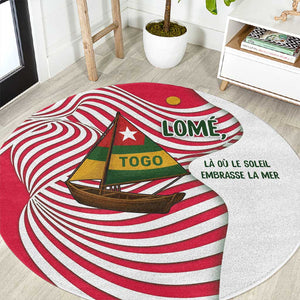 Lome Togo Round Carpet - Sailboat and Sunset – Where the Sun Kisses the Sea
