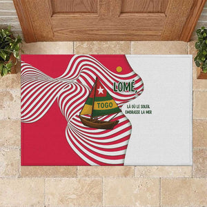 Lome Togo Rubber Doormat - Sailboat and Sunset – Where the Sun Kisses the Sea