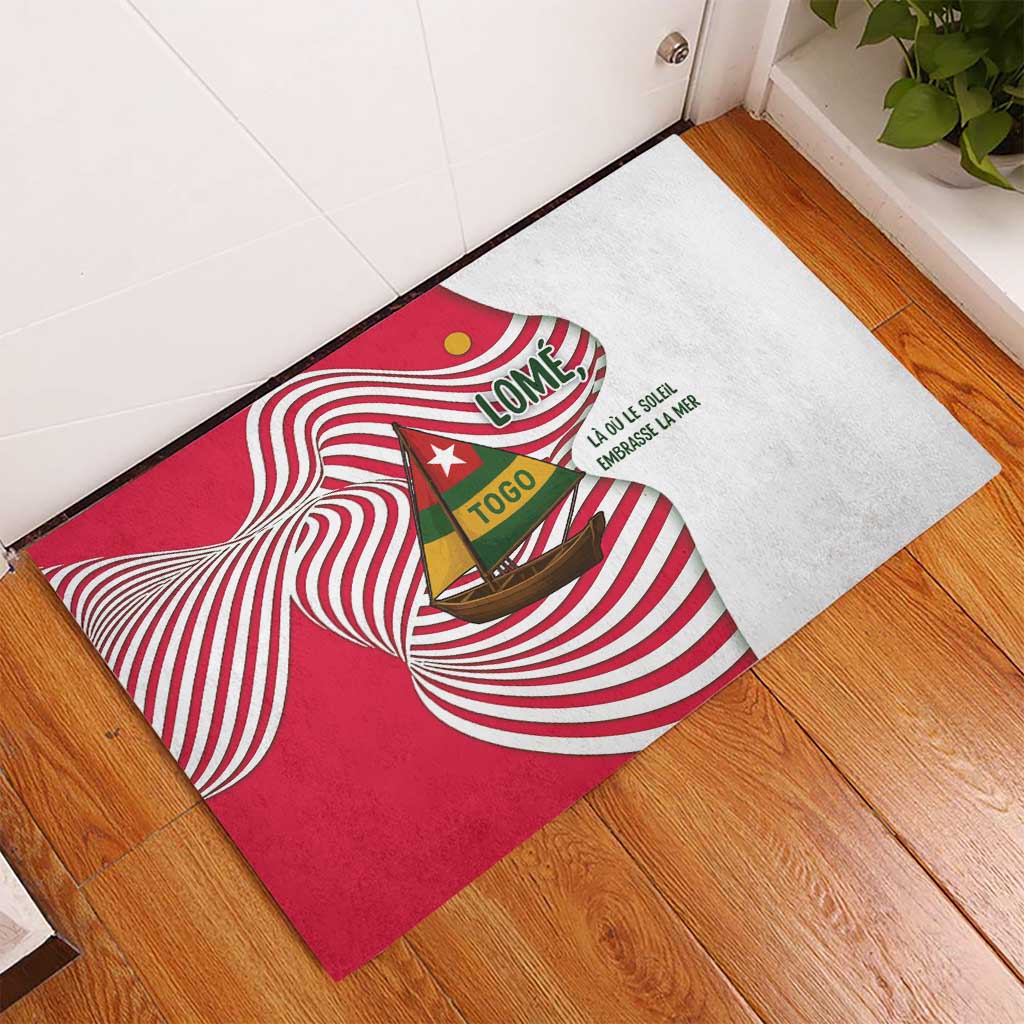 Lome Togo Rubber Doormat - Sailboat and Sunset – Where the Sun Kisses the Sea