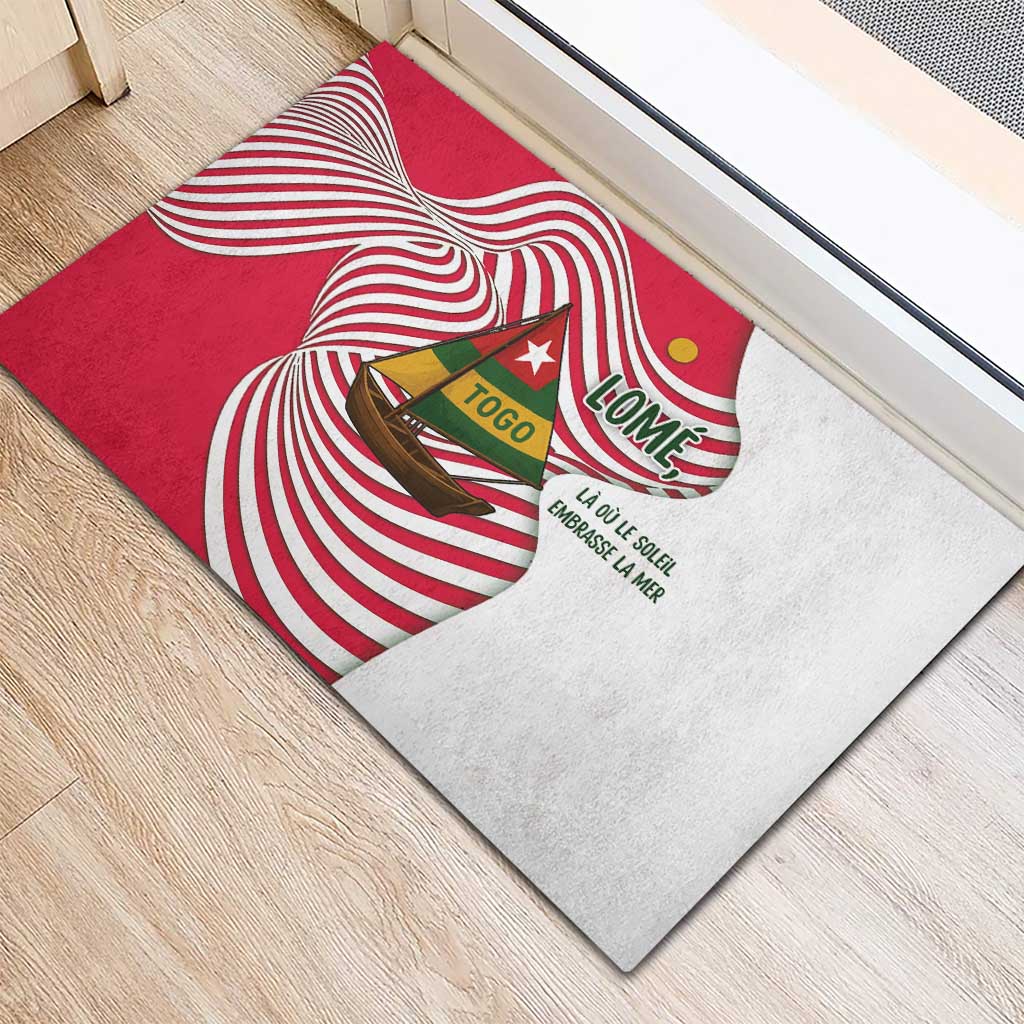Lome Togo Rubber Doormat - Sailboat and Sunset – Where the Sun Kisses the Sea