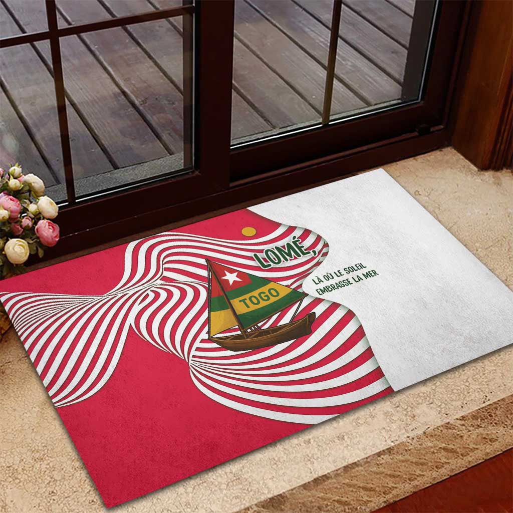 Lome Togo Rubber Doormat - Sailboat and Sunset – Where the Sun Kisses the Sea