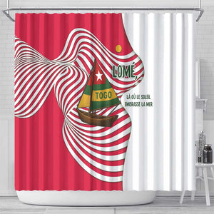Lome Togo Shower Curtain - Sailboat and Sunset – Where the Sun Kisses the Sea