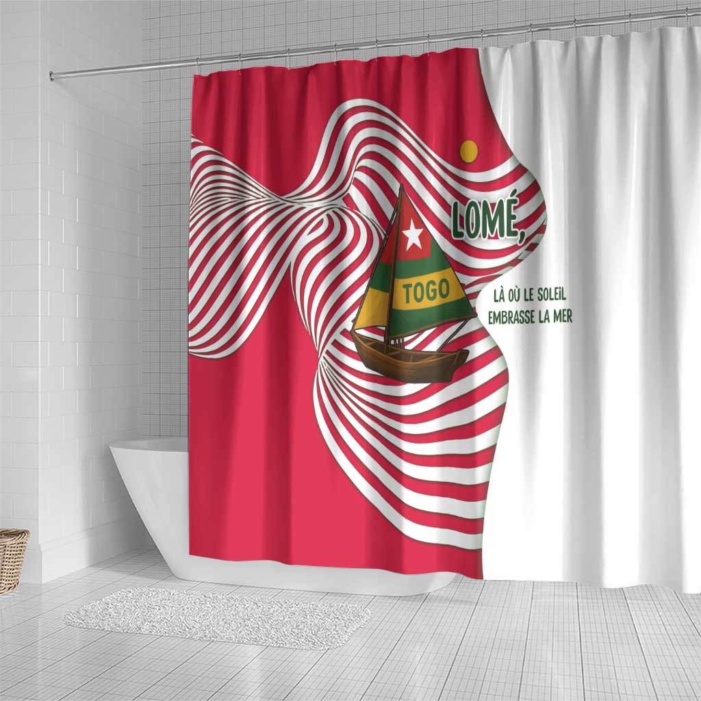 Lome Togo Shower Curtain - Sailboat and Sunset – Where the Sun Kisses the Sea