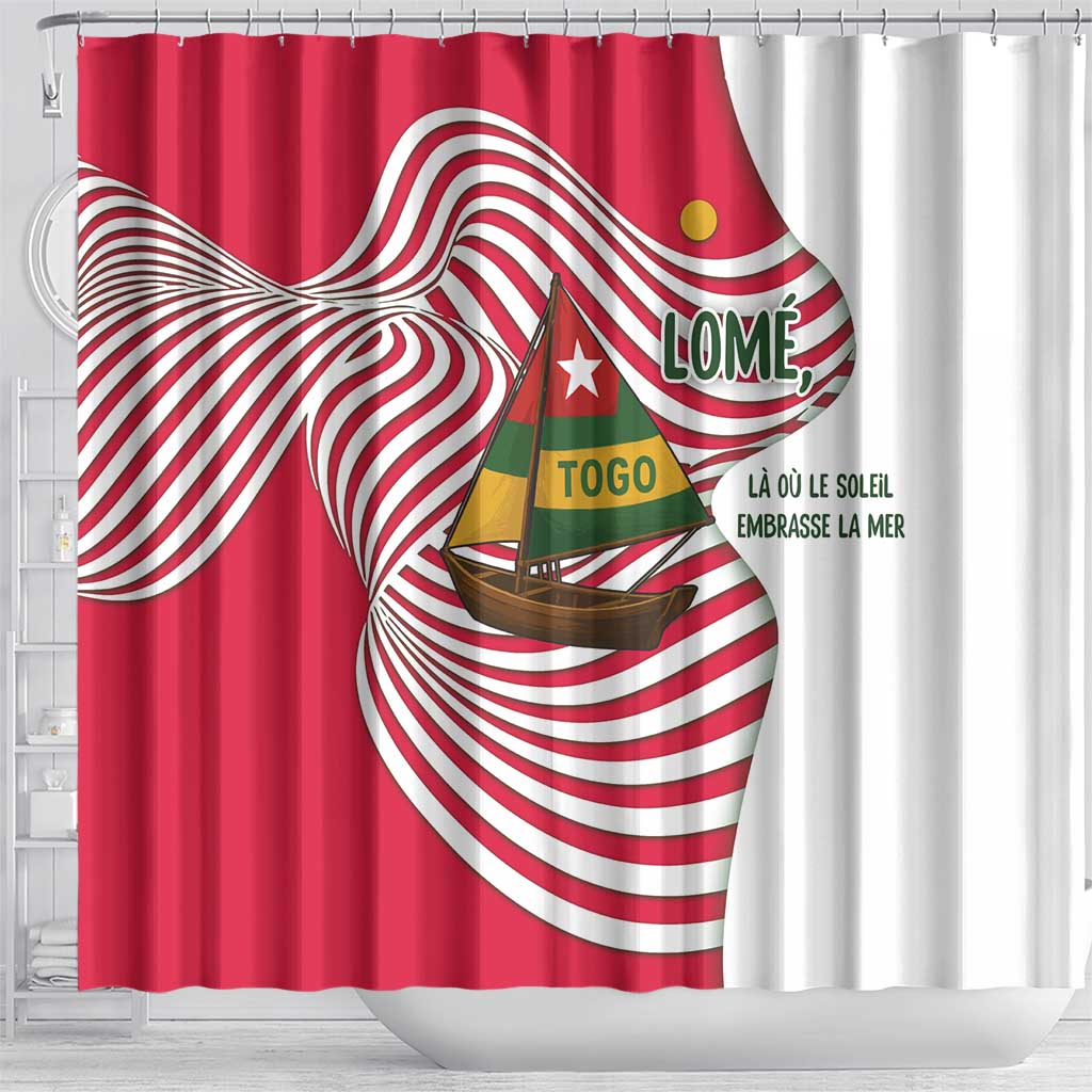 Lome Togo Shower Curtain - Sailboat and Sunset – Where the Sun Kisses the Sea