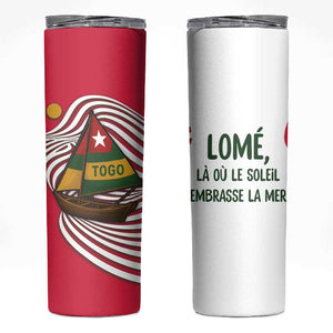 Lome Togo Skinny Tumbler - Sailboat and Sunset – Where the Sun Kisses the Sea