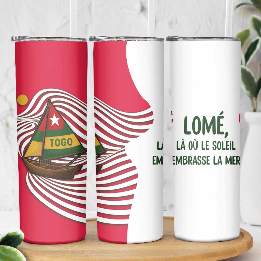 Lome Togo Skinny Tumbler - Sailboat and Sunset – Where the Sun Kisses the Sea