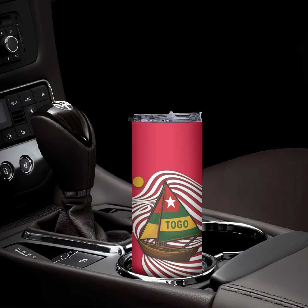 Lome Togo Skinny Tumbler - Sailboat and Sunset – Where the Sun Kisses the Sea