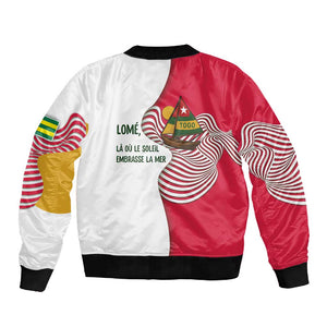 Lome Togo Sleeve Zip Bomber Jacket - Sailboat and Sunset – Where the Sun Kisses the Sea