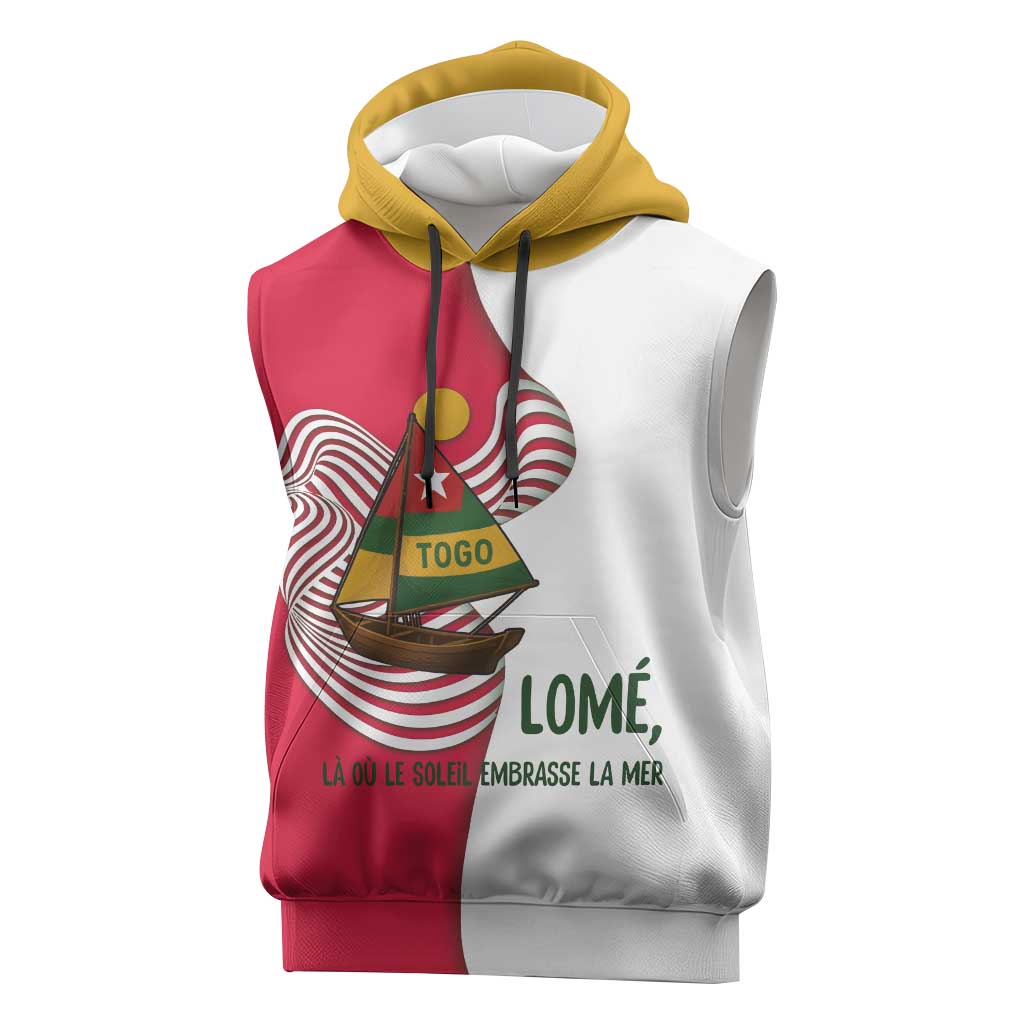 Lome Togo Sleeveless Hoodie - Sailboat and Sunset – Where the Sun Kisses the Sea - African Pride