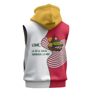 Lome Togo Sleeveless Hoodie - Sailboat and Sunset – Where the Sun Kisses the Sea - African Pride