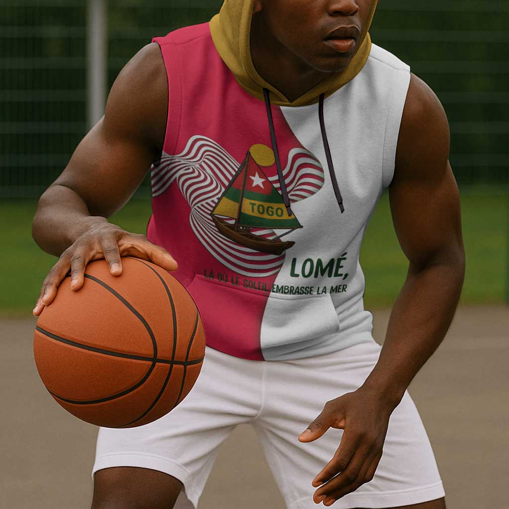 Lome Togo Sleeveless Hoodie - Sailboat and Sunset – Where the Sun Kisses the Sea - African Pride