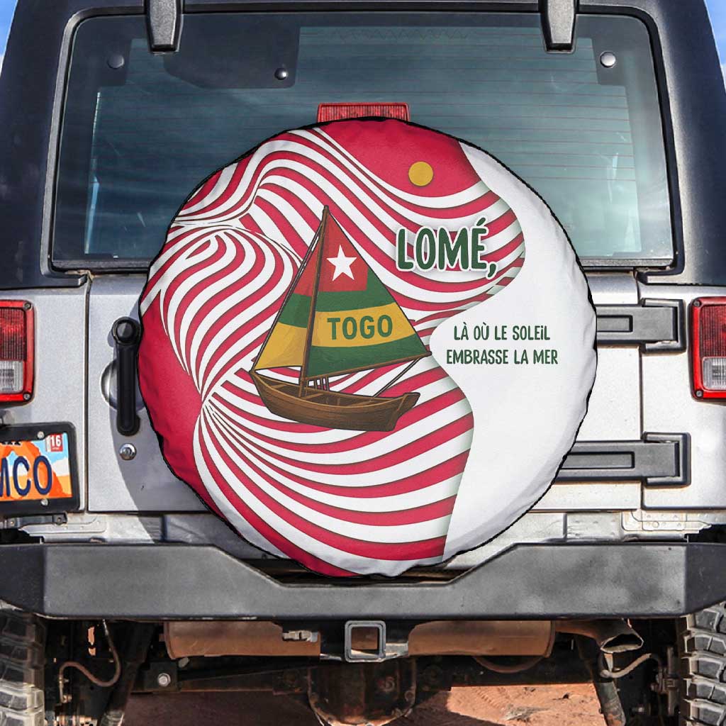 Lome Togo Spare Tire Cover - Sailboat and Sunset – Where the Sun Kisses the Sea