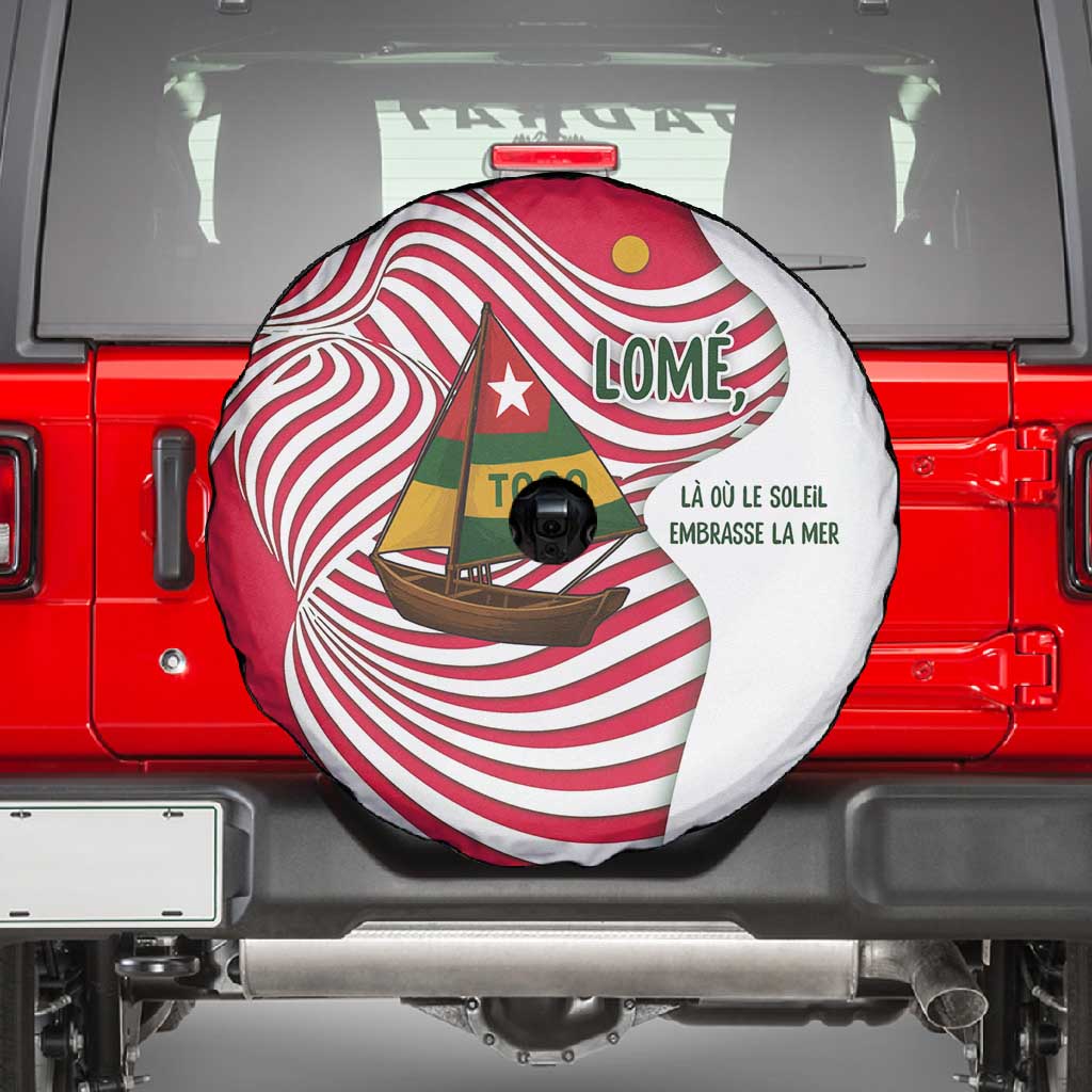 Lome Togo Spare Tire Cover - Sailboat and Sunset – Where the Sun Kisses the Sea