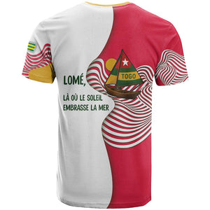 Lome Togo T shirt - Sailboat and Sunset – Where the Sun Kisses the Sea
