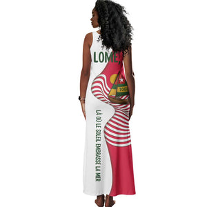Lome Togo Tank Maxi Dress - Sailboat and Sunset – Where the Sun Kisses the Sea
