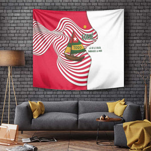 Lome Togo Tapestry - Sailboat and Sunset – Where the Sun Kisses the Sea