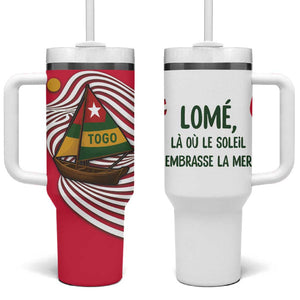 Lome Togo Tumbler With Handle - Sailboat and Sunset – Where the Sun Kisses the Sea