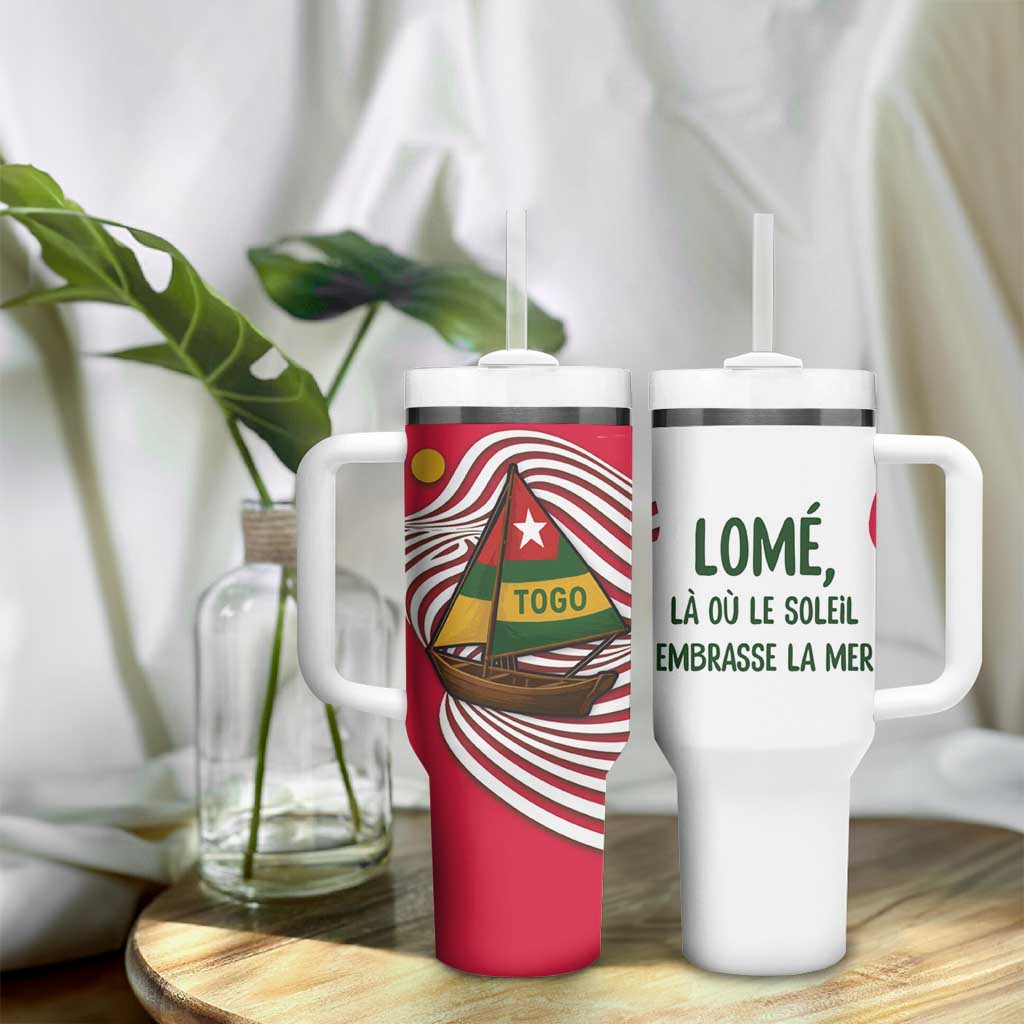 Lome Togo Tumbler With Handle - Sailboat and Sunset – Where the Sun Kisses the Sea