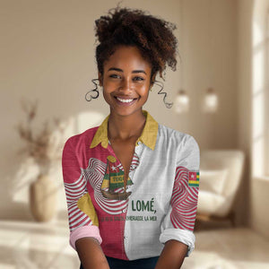 Lome Togo Women Casual Shirt - Sailboat and Sunset – Where the Sun Kisses the Sea