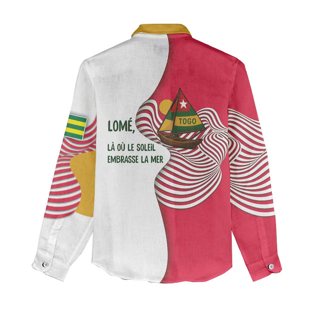 Lome Togo Women Casual Shirt - Sailboat and Sunset – Where the Sun Kisses the Sea