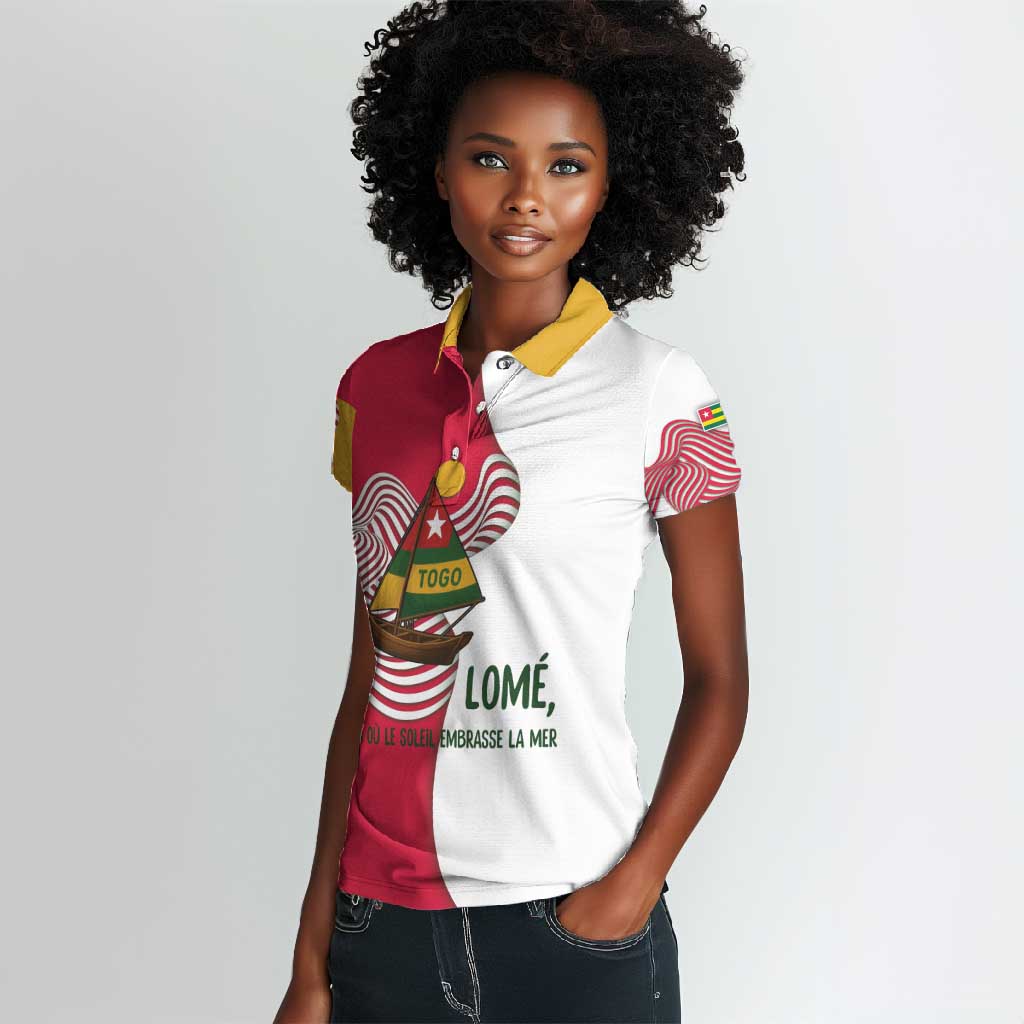Lome Togo Women Polo Shirt - Sailboat and Sunset – Where the Sun Kisses the Sea