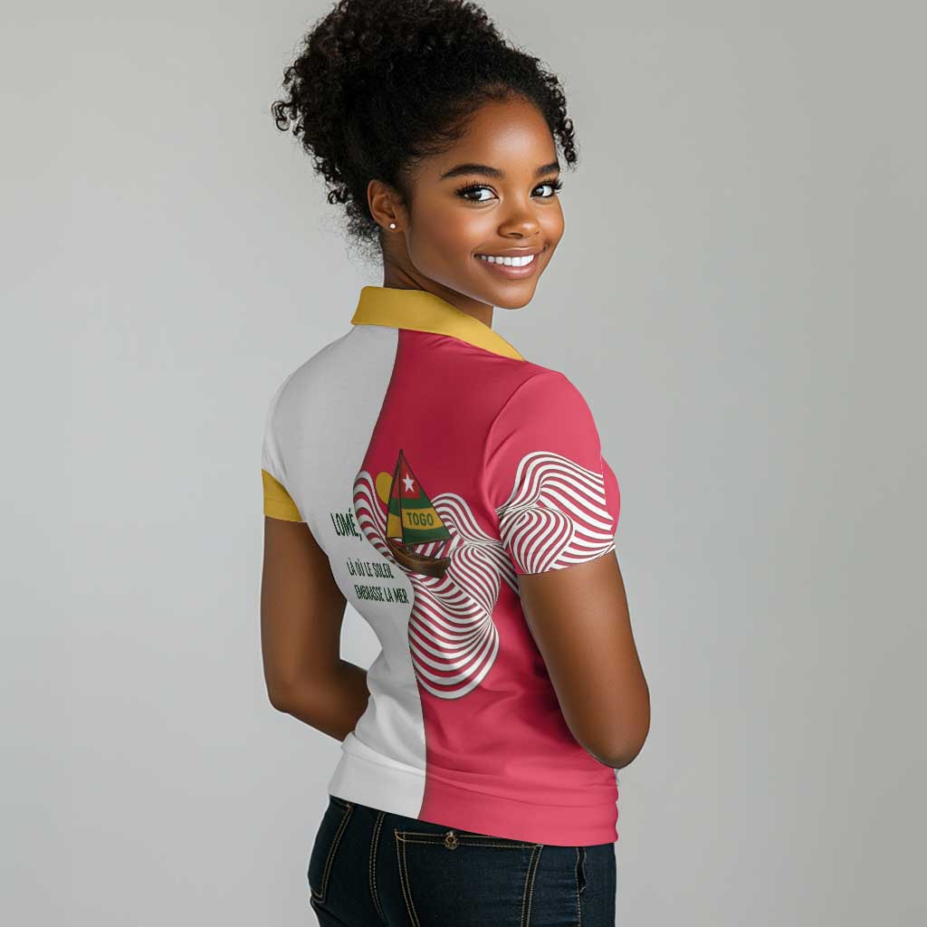 Lome Togo Women Polo Shirt - Sailboat and Sunset – Where the Sun Kisses the Sea