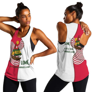Lome Togo Women Racerback Tank - Sailboat and Sunset – Where the Sun Kisses the Sea
