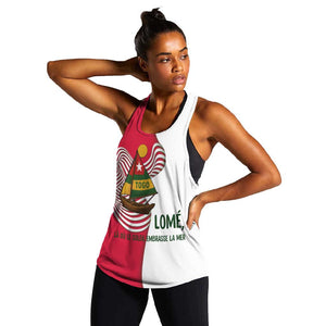 Lome Togo Women Racerback Tank - Sailboat and Sunset – Where the Sun Kisses the Sea