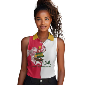 Lome Togo Women Sleeveless Polo Shirt - Sailboat and Sunset – Where the Sun Kisses the Sea