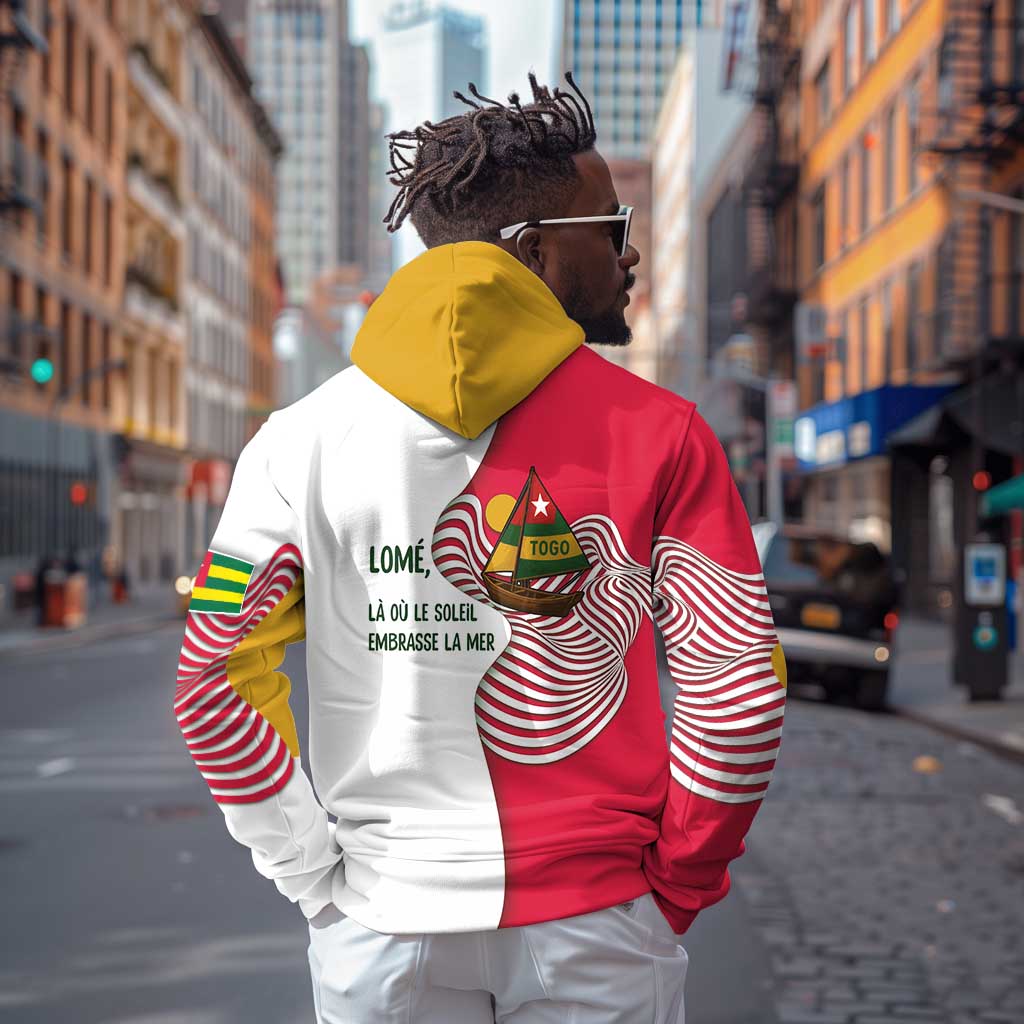Lome Togo Zip Hoodie - Sailboat and Sunset – Where the Sun Kisses the Sea