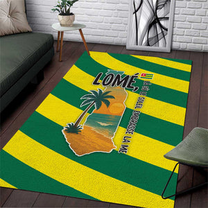 Lome Togo Sunset Area Rug - Palm Trees and Ocean Embrace Design