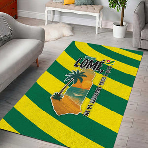 Lome Togo Sunset Area Rug - Palm Trees and Ocean Embrace Design