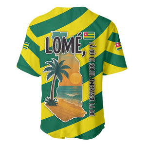 Lome Togo Sunset Baseball Jersey - Palm Trees and Ocean Embrace Design