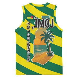 Lome Togo Sunset Basketball Jersey - Palm Trees and Ocean Embrace Design - African Pride