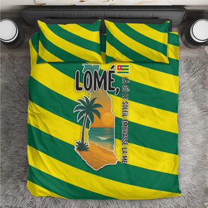 Lome Togo Sunset Bedding Set - Palm Trees and Ocean Embrace Design