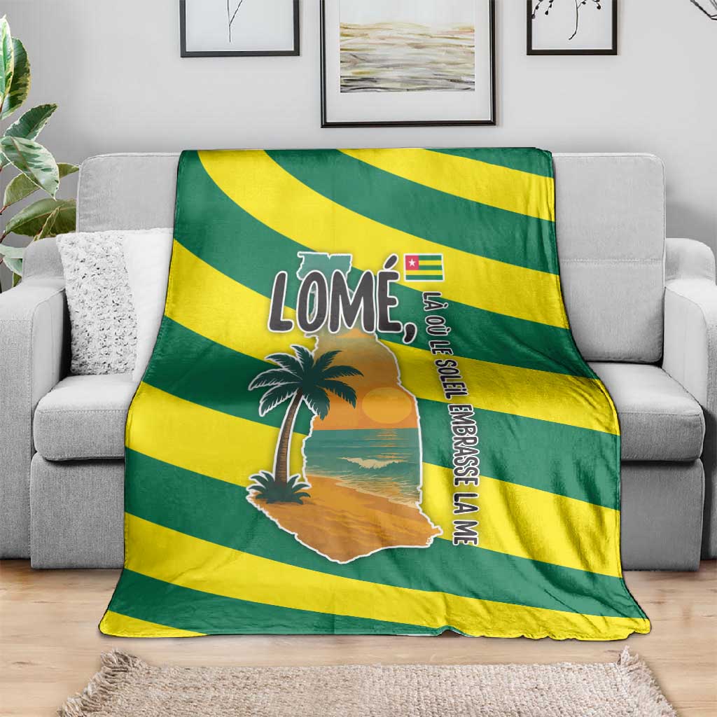 Lome Togo Sunset Blanket - Palm Trees and Ocean Embrace Design