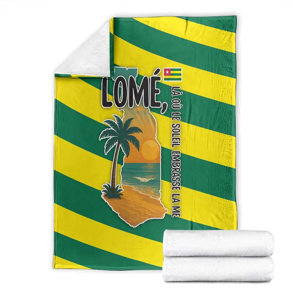 Lome Togo Sunset Blanket - Palm Trees and Ocean Embrace Design