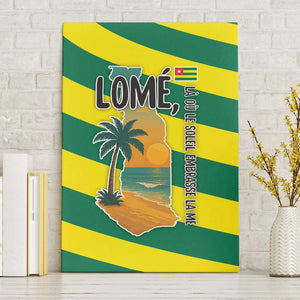 Lome Togo Sunset Canvas Wall Art - Palm Trees and Ocean Embrace Design