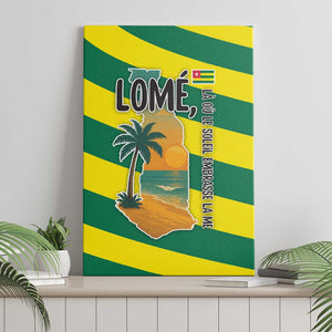 Lome Togo Sunset Canvas Wall Art - Palm Trees and Ocean Embrace Design
