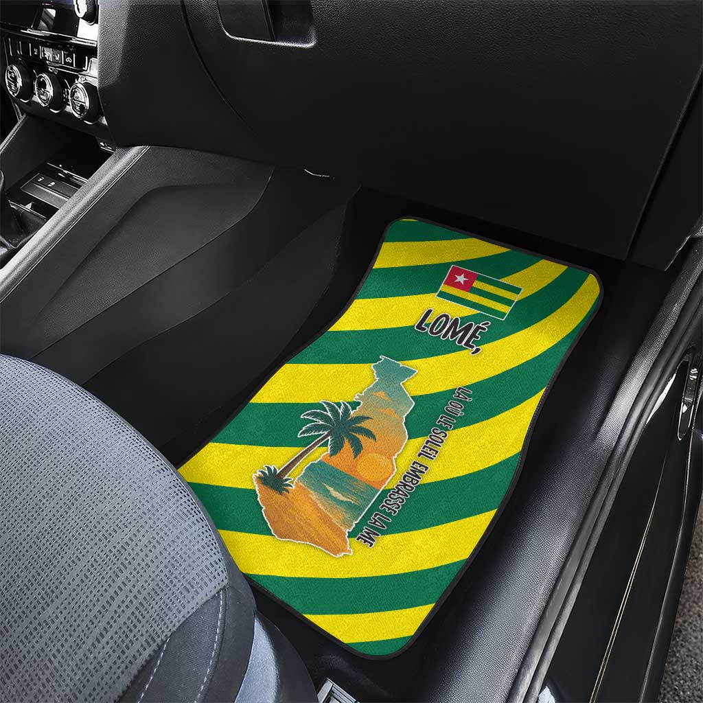 Lome Togo Sunset Car Mats - Palm Trees and Ocean Embrace Design