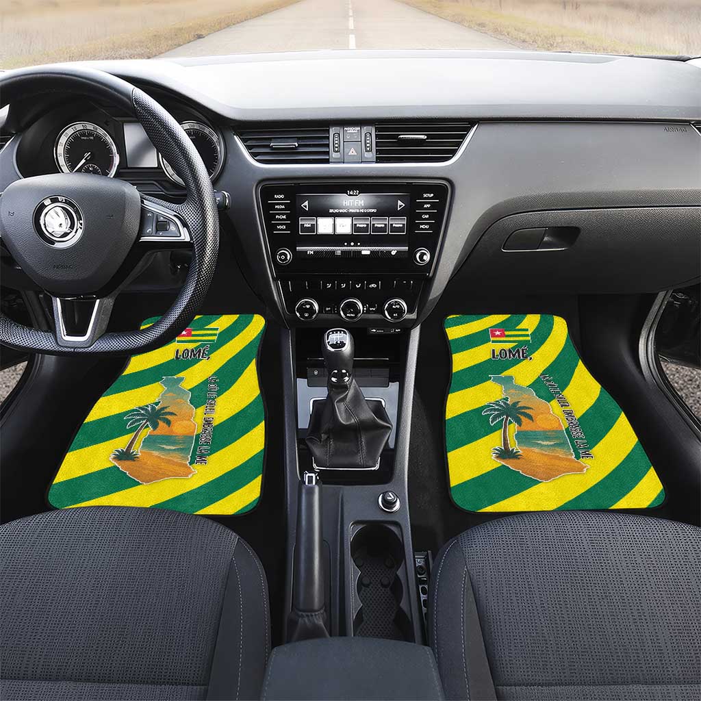 Lome Togo Sunset Car Mats - Palm Trees and Ocean Embrace Design