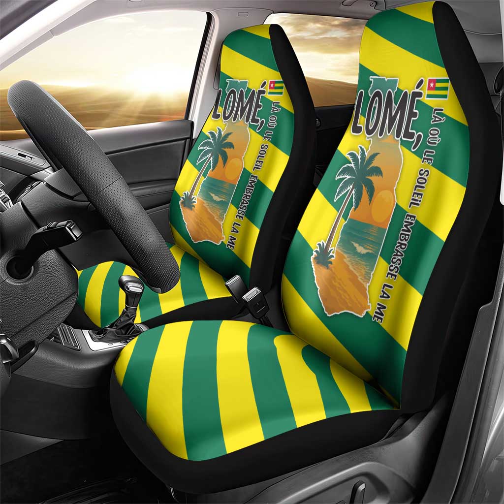 Lome Togo Sunset Car Seat Cover - Palm Trees and Ocean Embrace Design