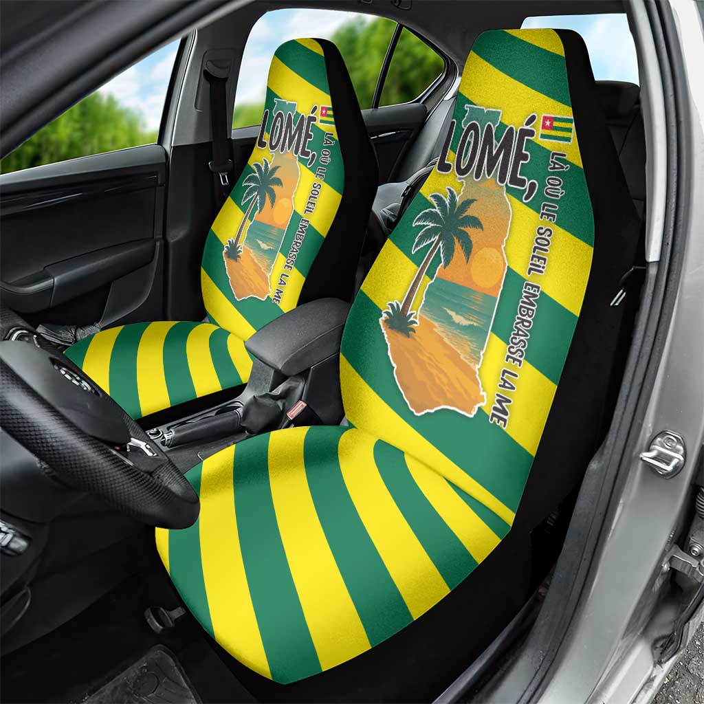 Lome Togo Sunset Car Seat Cover - Palm Trees and Ocean Embrace Design
