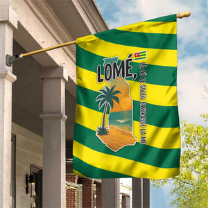 Lome Togo Sunset Garden Flag - Palm Trees and Ocean Embrace Design