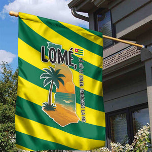 Lome Togo Sunset Garden Flag - Palm Trees and Ocean Embrace Design