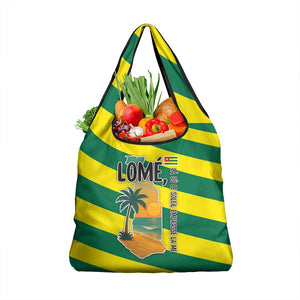 Lome Togo Sunset Grocery Bag - Palm Trees and Ocean Embrace Design
