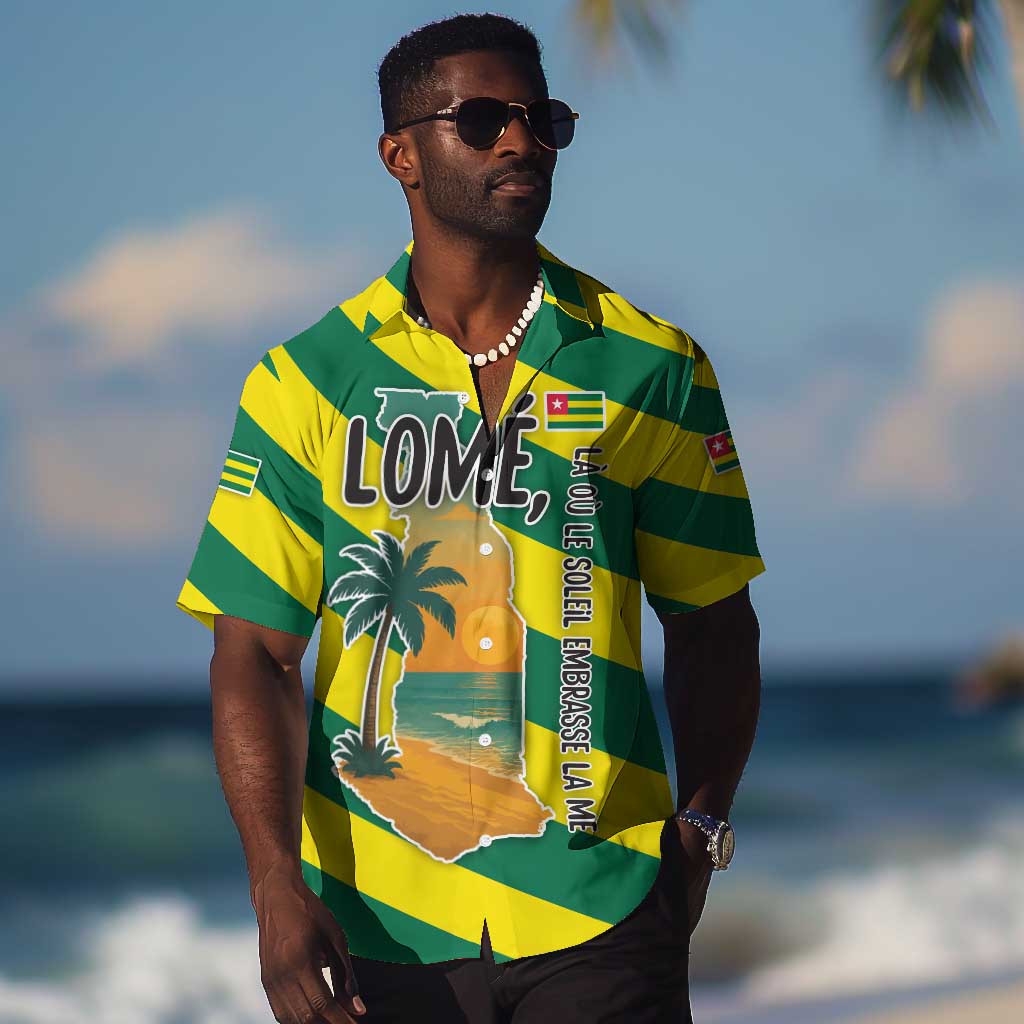 Lome Togo Sunset Hawaiian Shirt - Palm Trees and Ocean Embrace Design