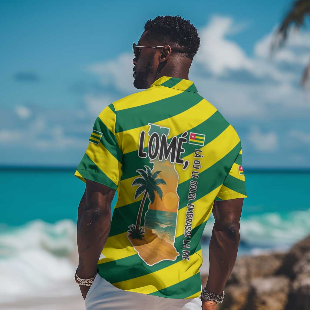 Lome Togo Sunset Hawaiian Shirt - Palm Trees and Ocean Embrace Design