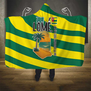 Lome Togo Sunset Hooded Blanket - Palm Trees and Ocean Embrace Design