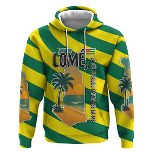 Lome Togo Sunset Hoodie - Palm Trees and Ocean Embrace Design